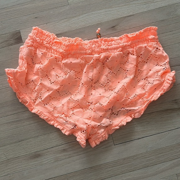 Victoria Secret Neon Orange Lace Eyelet Shorts - Size M - Picture 4 of 7
